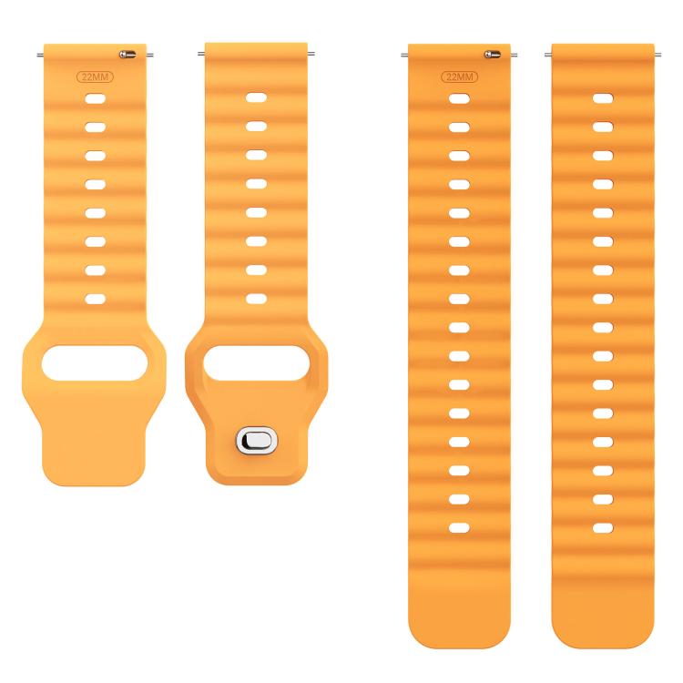 22mm Ocean Wave Texture Reverse Buckle Silicone Watch Band
