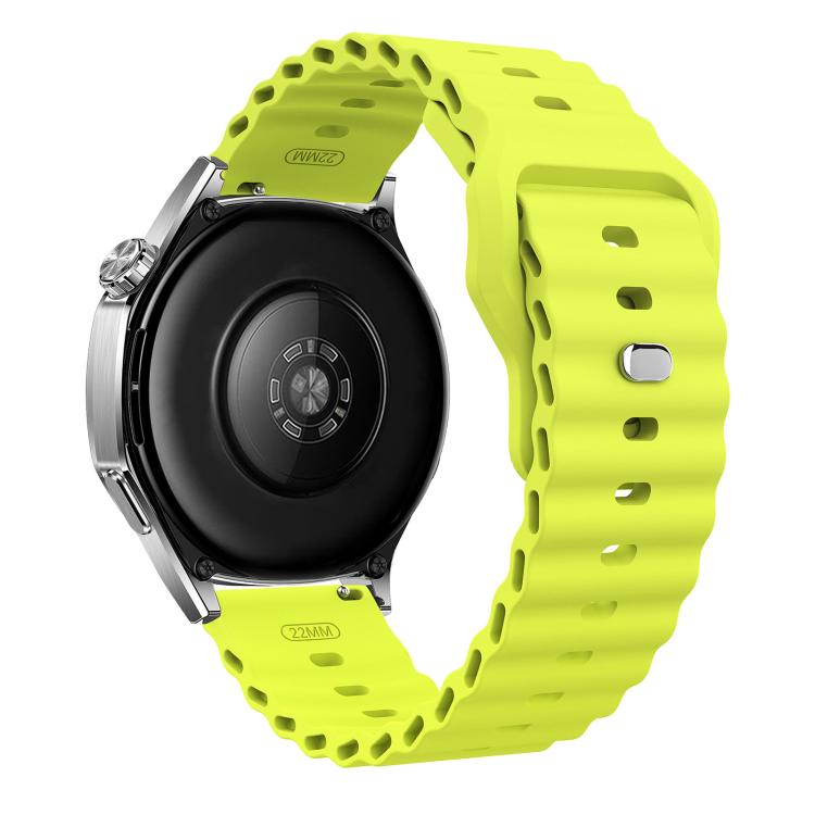22mm Ocean Wave Texture Reverse Buckle Silicone Watch Band