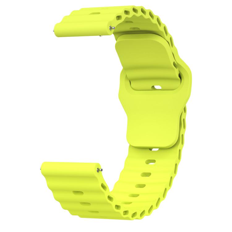 22mm Ocean Wave Texture Reverse Buckle Silicone Watch Band