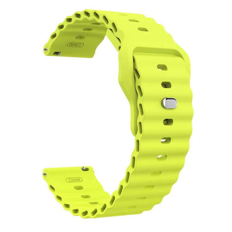 22mm Ocean Wave Texture Reverse Buckle Silicone Watch Band