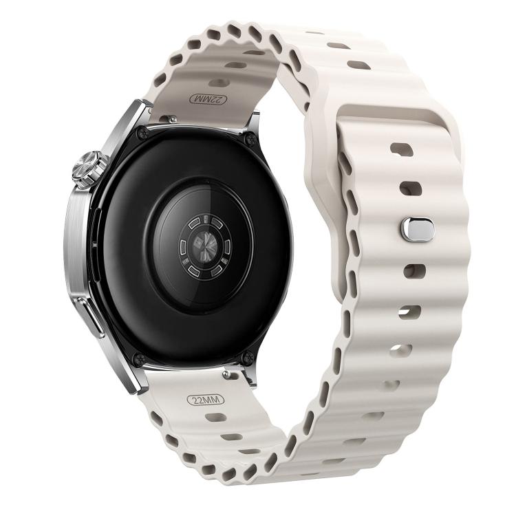 22mm Ocean Wave Texture Reverse Buckle Silicone Watch Band