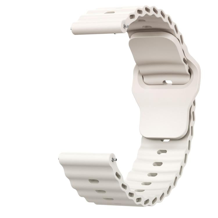 22mm Ocean Wave Texture Reverse Buckle Silicone Watch Band
