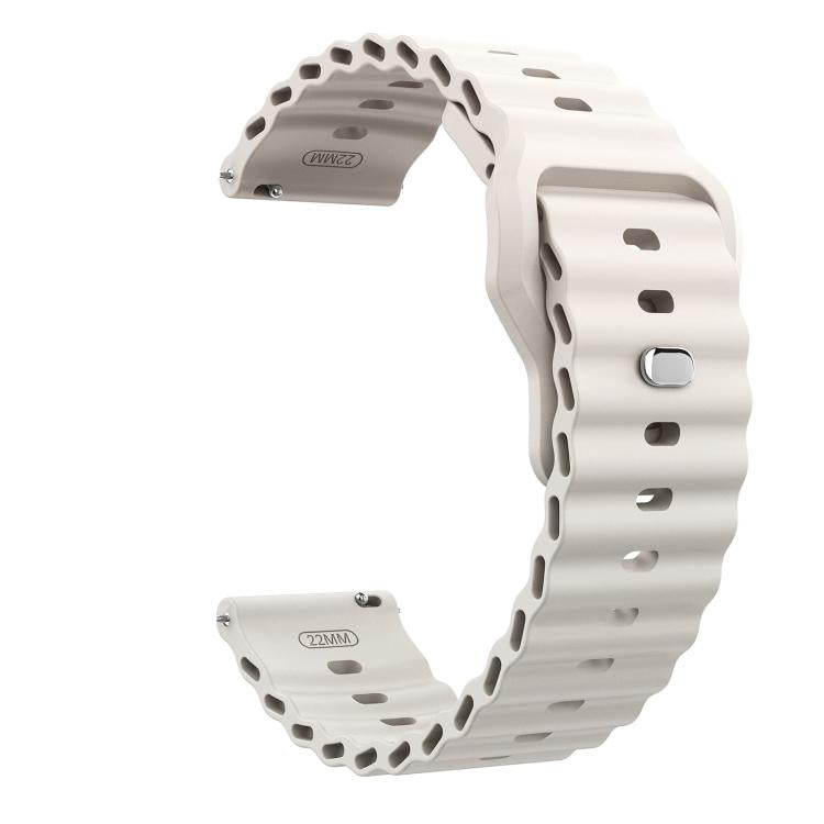 22mm Ocean Wave Texture Reverse Buckle Silicone Watch Band