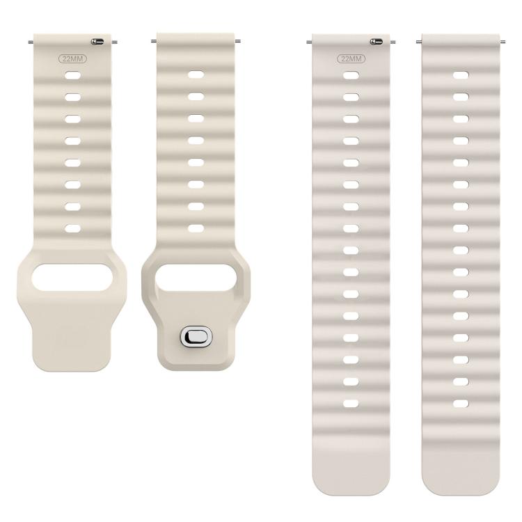 22mm Ocean Wave Texture Reverse Buckle Silicone Watch Band
