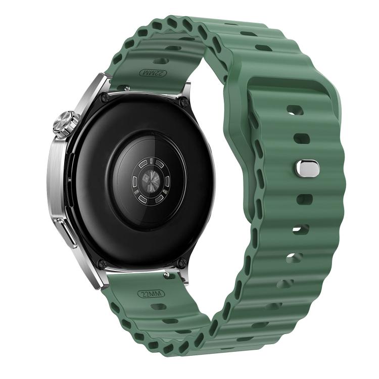 22mm Ocean Wave Texture Reverse Buckle Silicone Watch Band