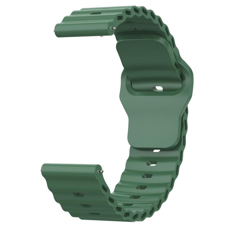 22mm Ocean Wave Texture Reverse Buckle Silicone Watch Band