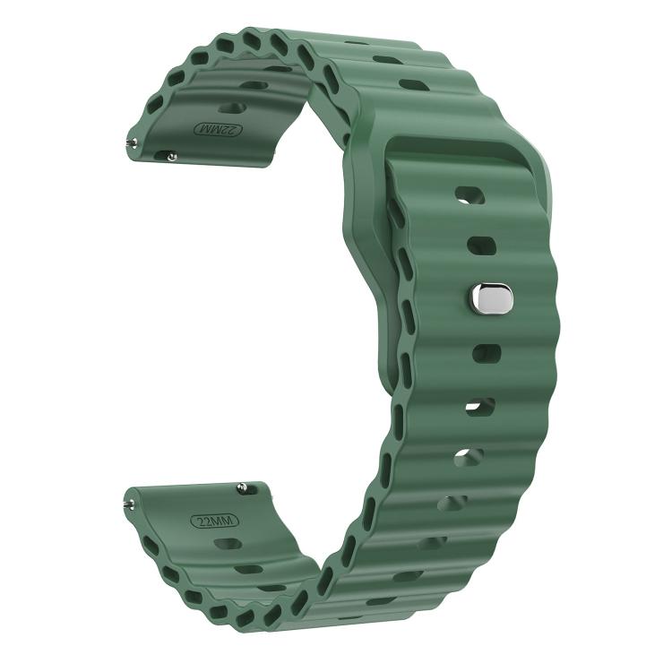 22mm Ocean Wave Texture Reverse Buckle Silicone Watch Band