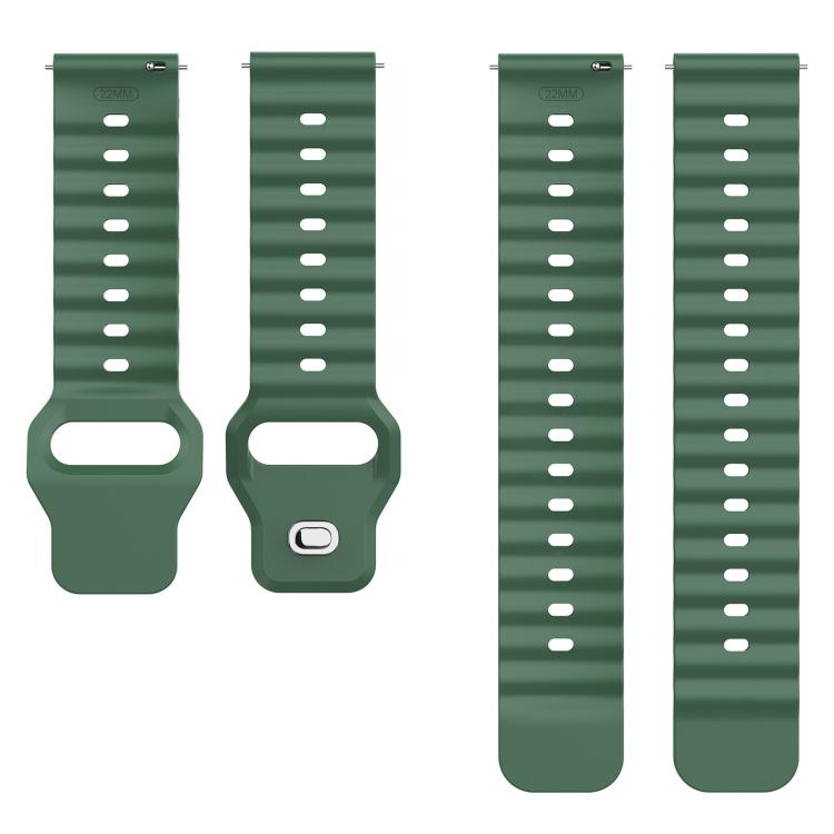 22mm Ocean Wave Texture Reverse Buckle Silicone Watch Band