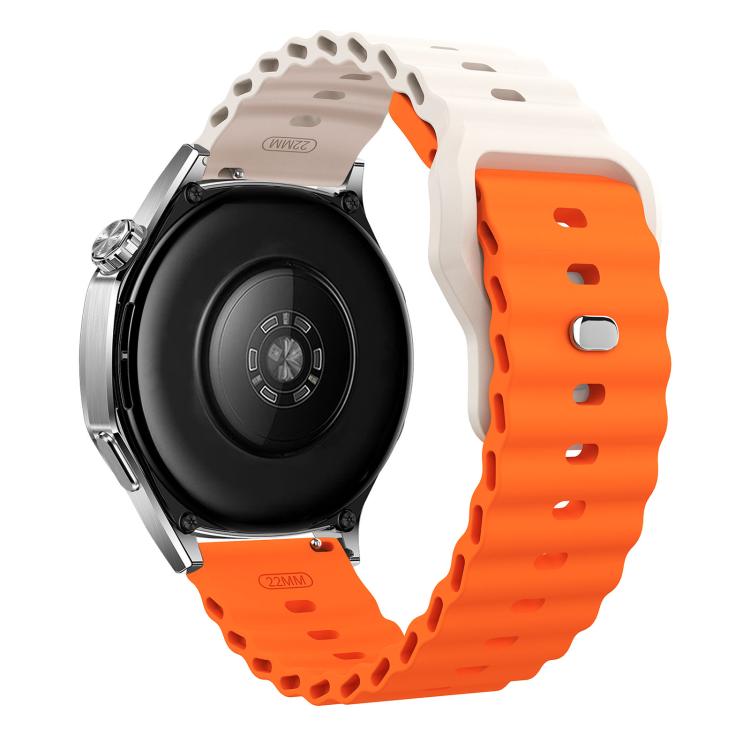22mm Ocean Wave Texture Reverse Buckle Silicone Watch Band