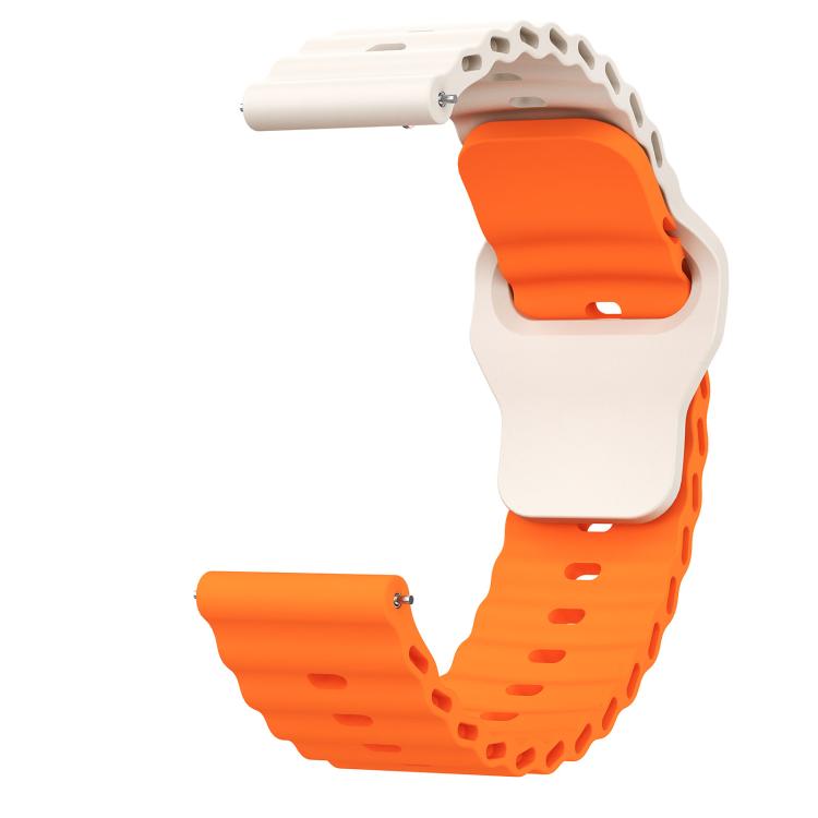 22mm Ocean Wave Texture Reverse Buckle Silicone Watch Band
