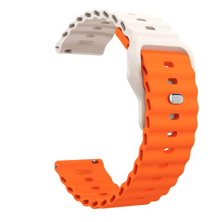22mm Ocean Wave Texture Reverse Buckle Silicone Watch Band