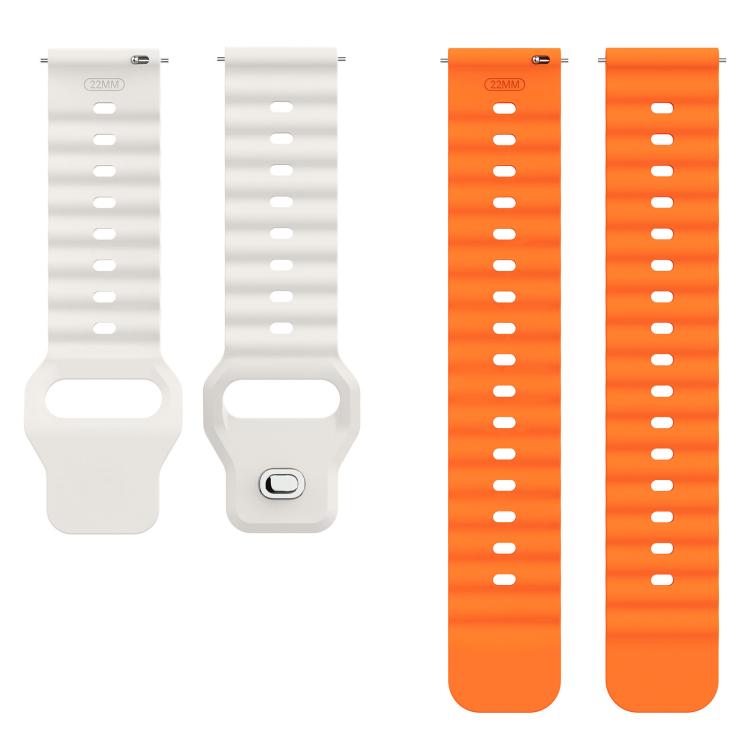 22mm Ocean Wave Texture Reverse Buckle Silicone Watch Band