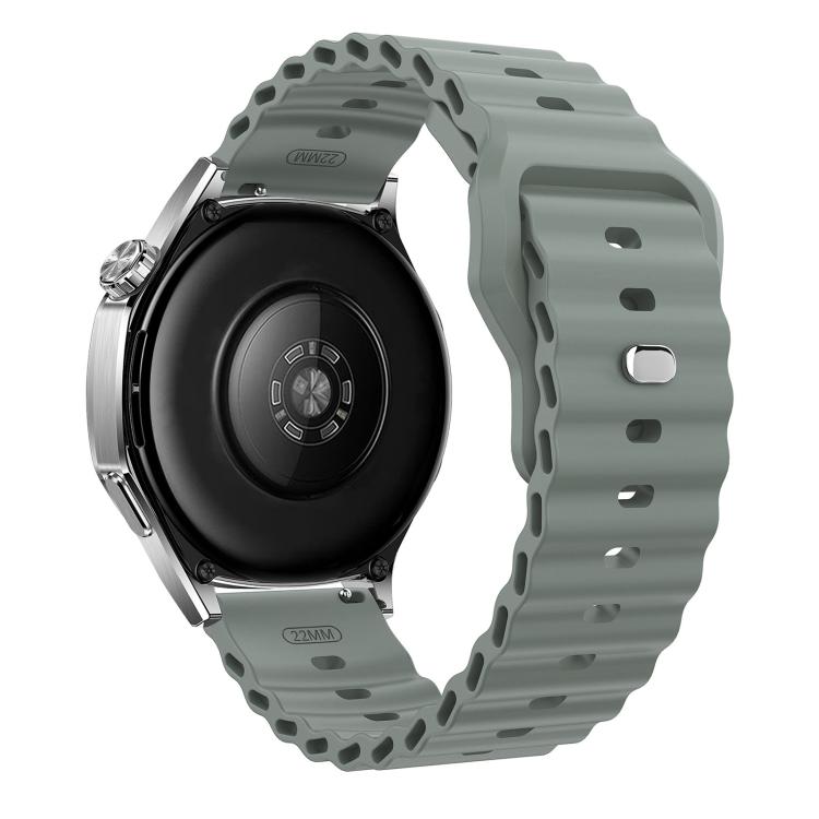 22mm Ocean Wave Texture Reverse Buckle Silicone Watch Band