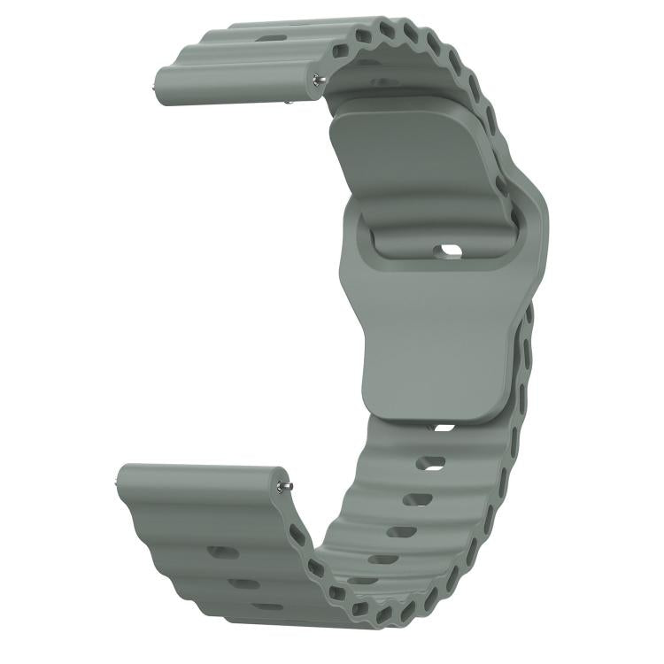 22mm Ocean Wave Texture Reverse Buckle Silicone Watch Band