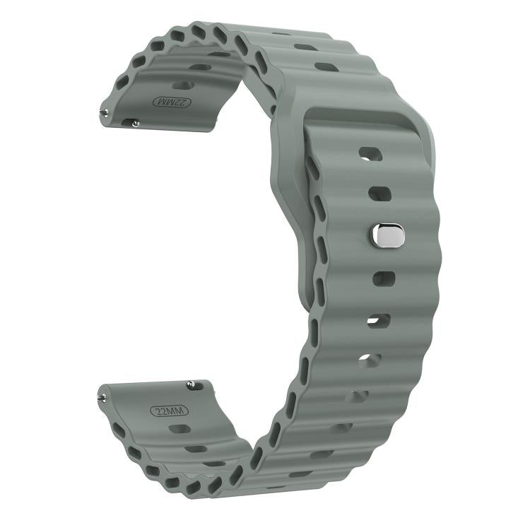 22mm Ocean Wave Texture Reverse Buckle Silicone Watch Band