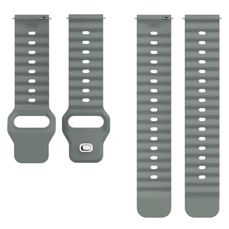 22mm Ocean Wave Texture Reverse Buckle Silicone Watch Band