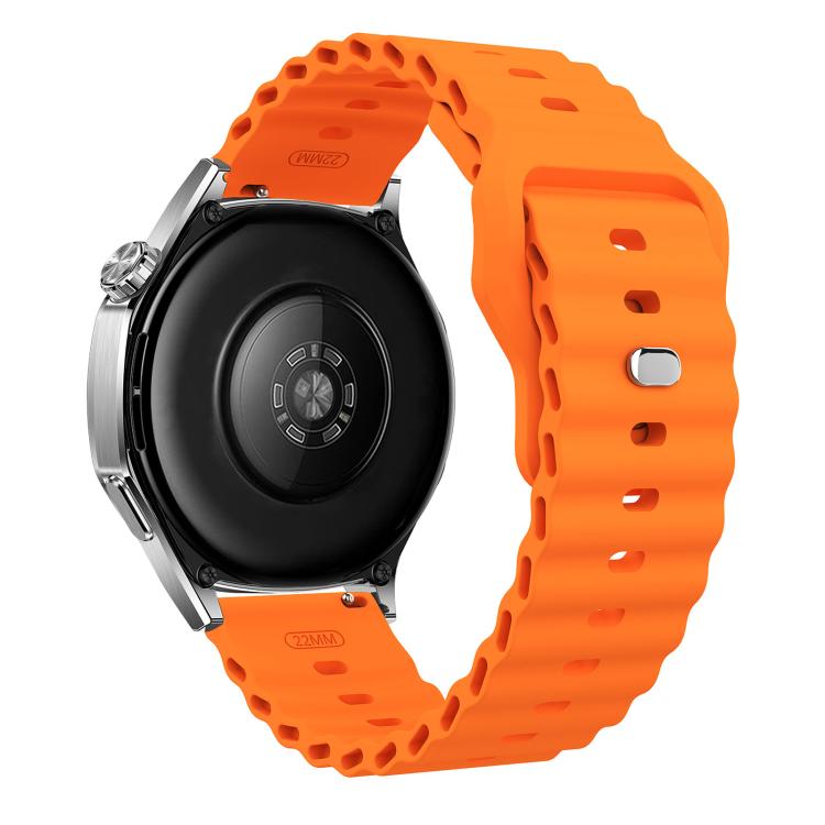 22mm Ocean Wave Texture Reverse Buckle Silicone Watch Band