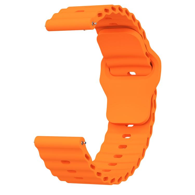 22mm Ocean Wave Texture Reverse Buckle Silicone Watch Band
