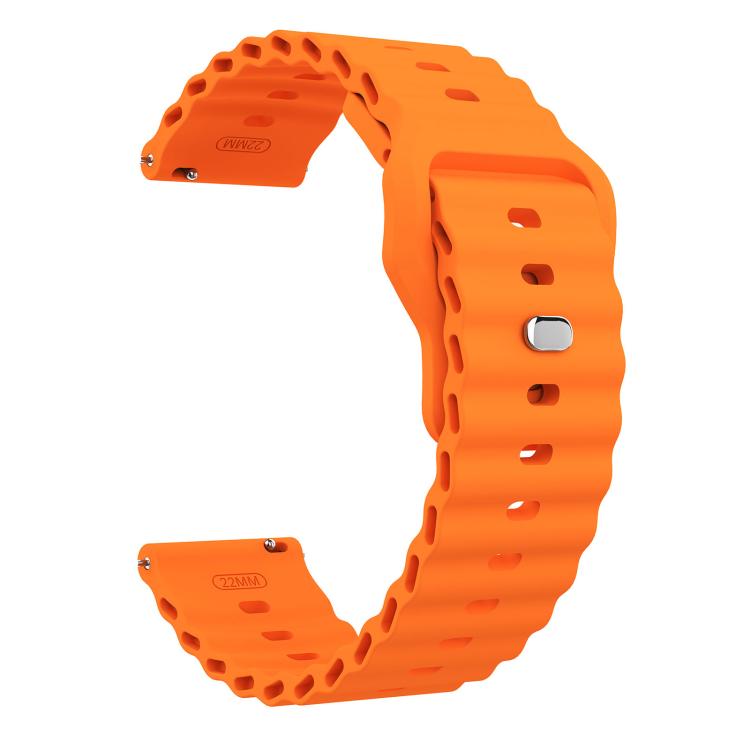 22mm Ocean Wave Texture Reverse Buckle Silicone Watch Band