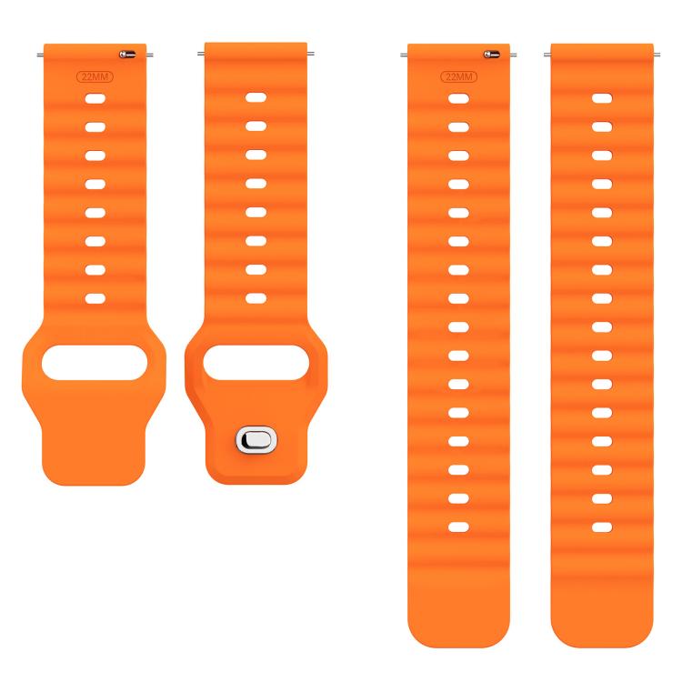 22mm Ocean Wave Texture Reverse Buckle Silicone Watch Band