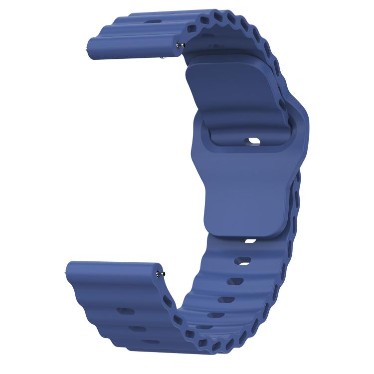 22mm Ocean Wave Texture Reverse Buckle Silicone Watch Band