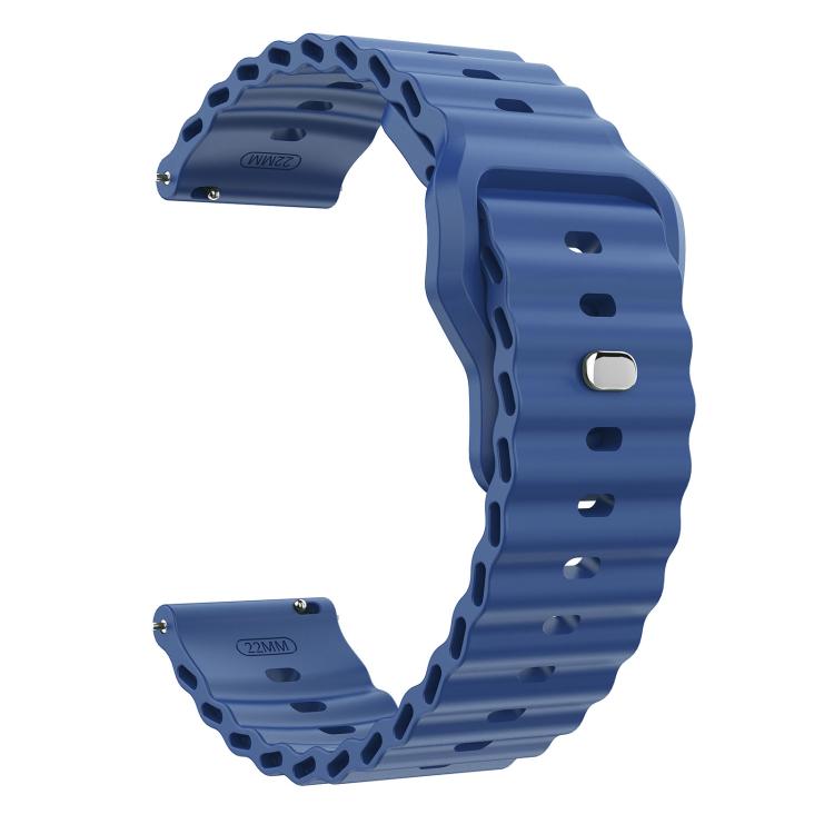 22mm Ocean Wave Texture Reverse Buckle Silicone Watch Band
