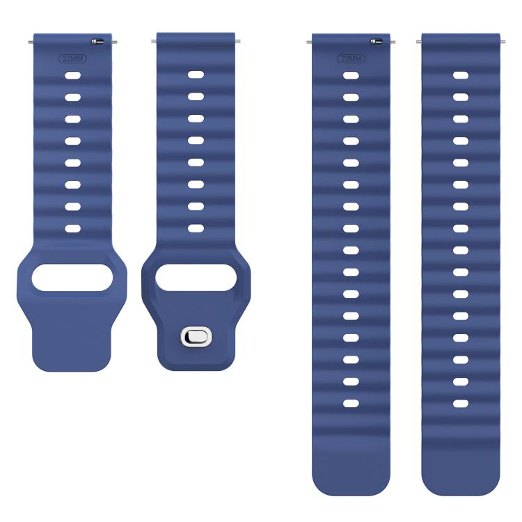 22mm Ocean Wave Texture Reverse Buckle Silicone Watch Band