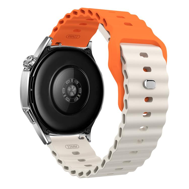 22mm Ocean Wave Texture Reverse Buckle Silicone Watch Band