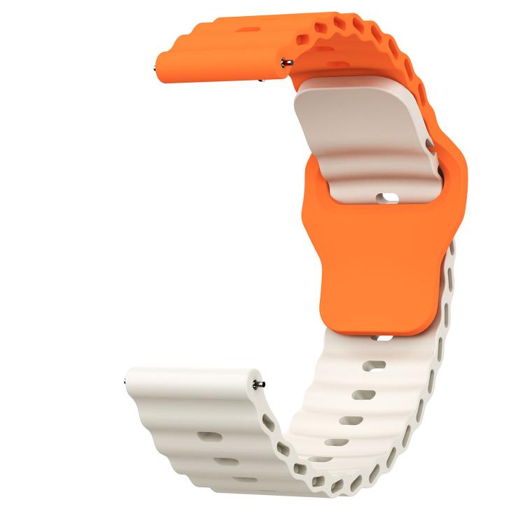 22mm Ocean Wave Texture Reverse Buckle Silicone Watch Band