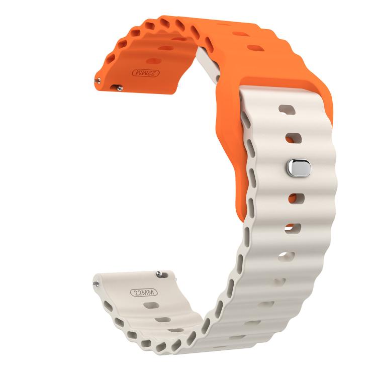 22mm Ocean Wave Texture Reverse Buckle Silicone Watch Band