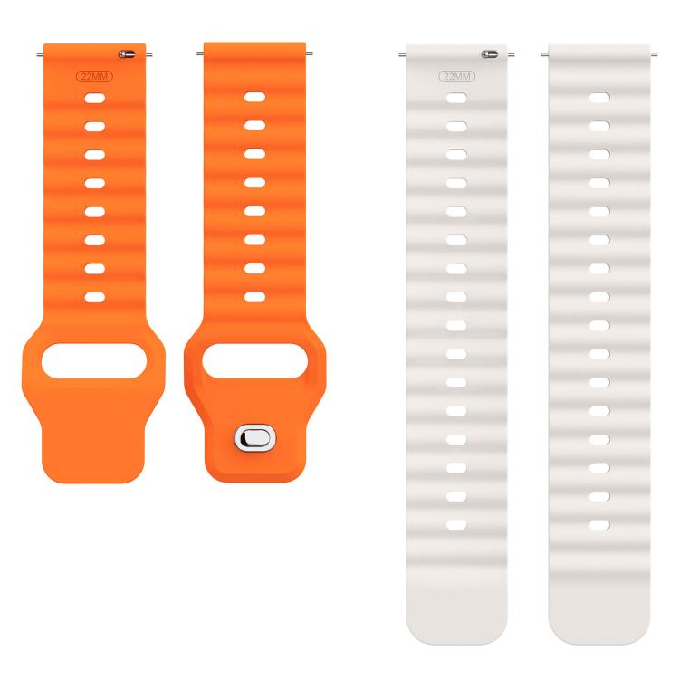 22mm Ocean Wave Texture Reverse Buckle Silicone Watch Band