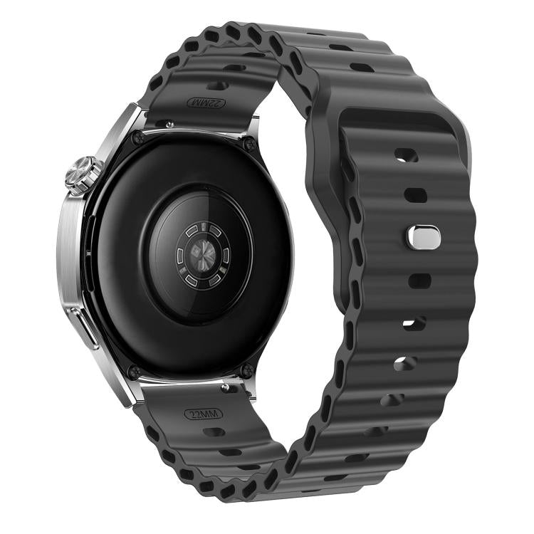 22mm Ocean Wave Texture Reverse Buckle Silicone Watch Band