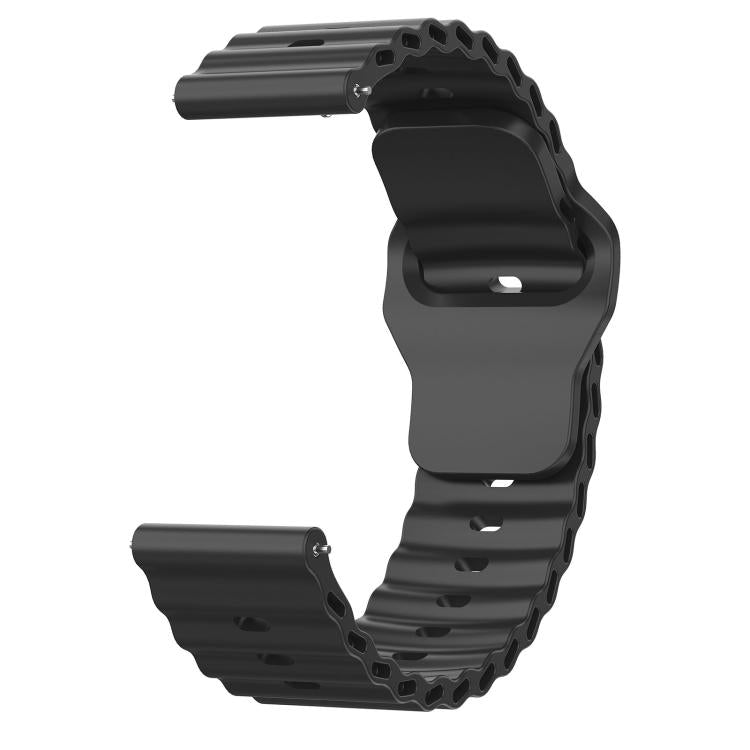 22mm Ocean Wave Texture Reverse Buckle Silicone Watch Band