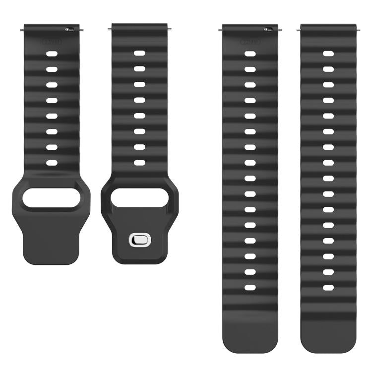 22mm Ocean Wave Texture Reverse Buckle Silicone Watch Band