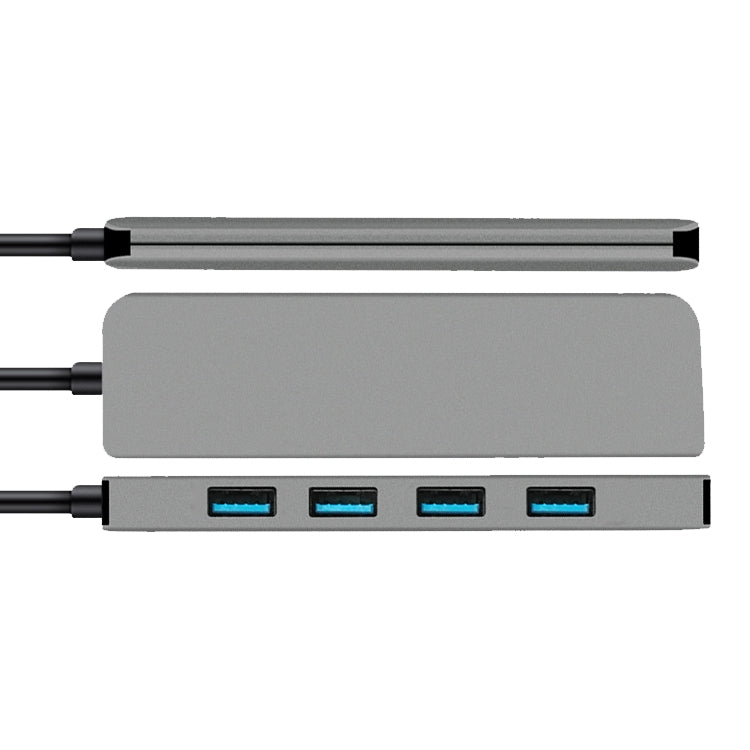 USB Type-c to 4 Ports USB3.0 HUB Extension Dock with PD Charging(Titanium empty grey)