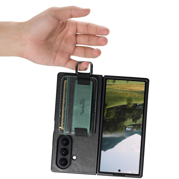 For Samsung Galaxy Z Fold7 Suteni H13 Oil Wax Leather Wrist Strap Wallet Back Phone Case