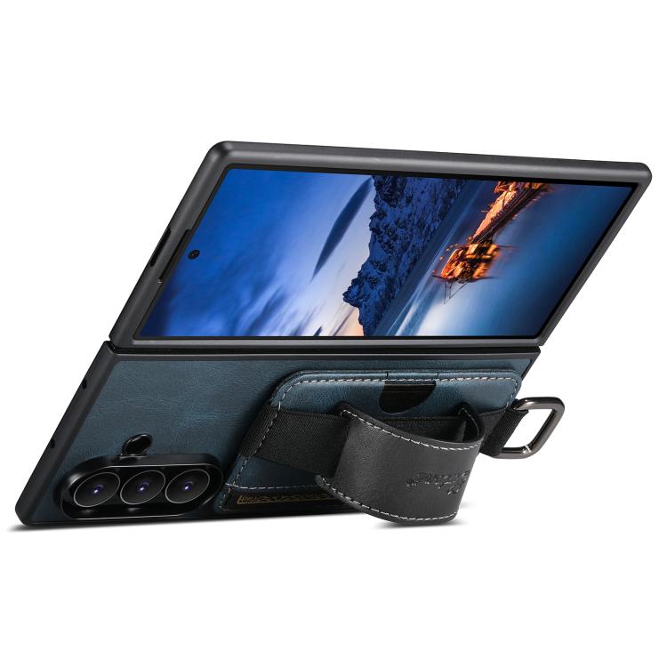 For Samsung Galaxy Z Fold7 Suteni H13 Oil Wax Leather Wrist Strap Wallet Back Phone Case