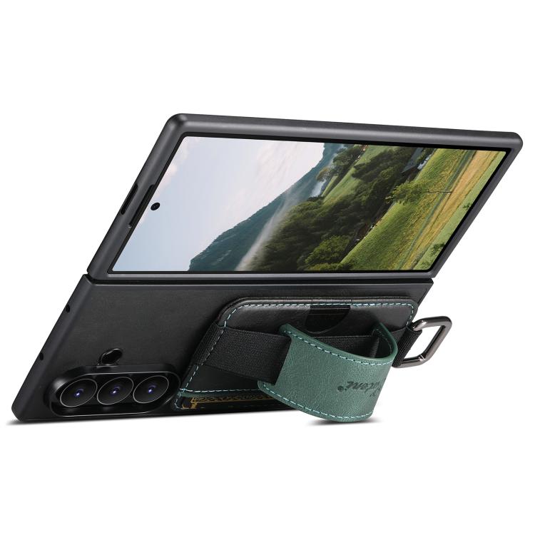 For Samsung Galaxy Z Fold5 Suteni H13 Oil Wax Leather Wrist Strap Wallet Back Phone Case