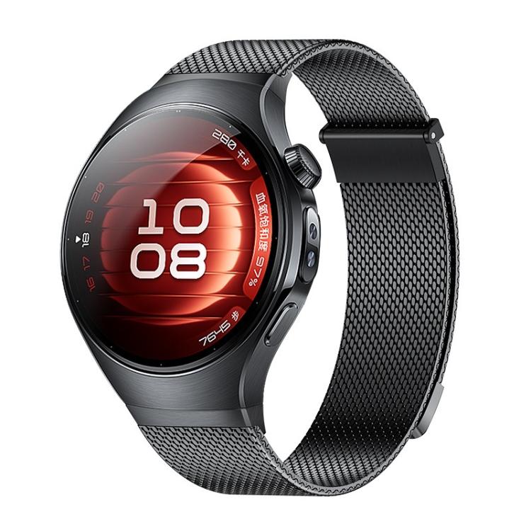 For Huawei Watch 5 42mm Press Button Seamless Interface Milanese Magnetic Stainless Steel Watch Band