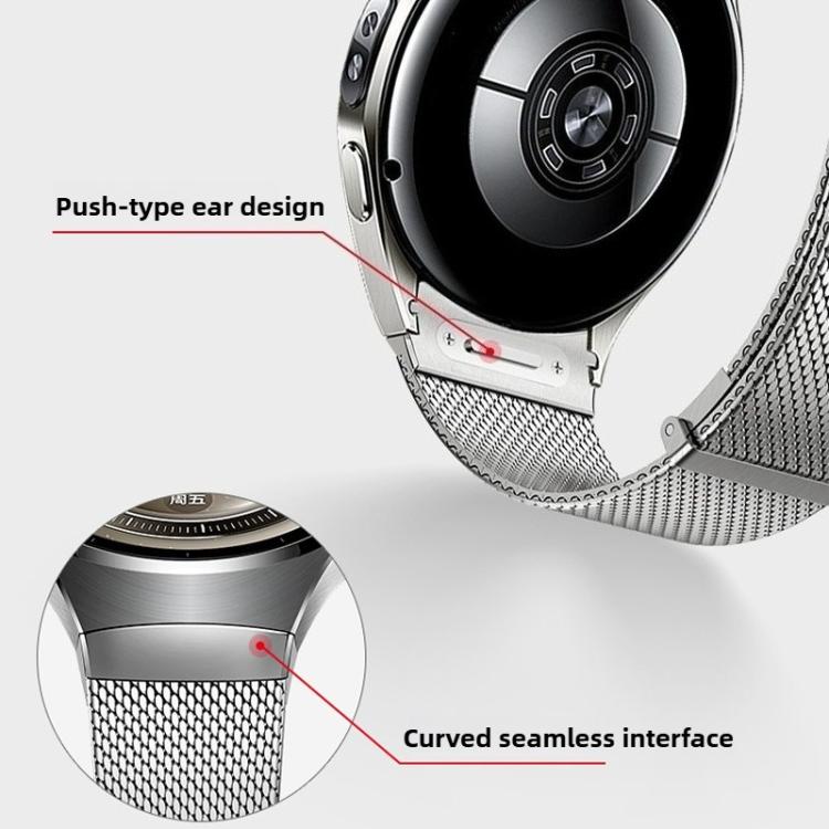 For Huawei Watch 5 42mm Press Button Seamless Interface Milanese Magnetic Stainless Steel Watch Band