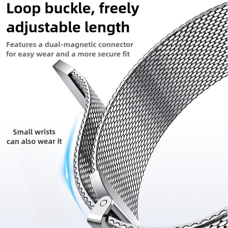 For Huawei Watch 5 42mm Press Button Seamless Interface Milanese Magnetic Stainless Steel Watch Band