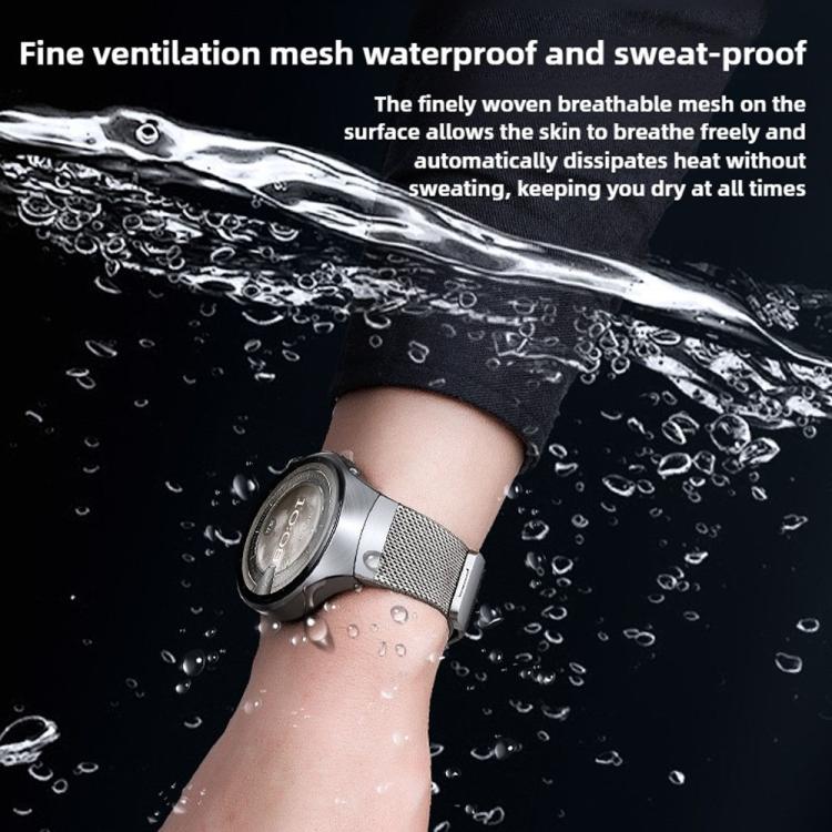 For Huawei Watch 5 42mm Press Button Seamless Interface Milanese Magnetic Stainless Steel Watch Band