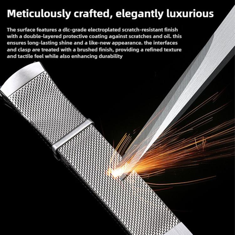 For Huawei Watch 5 42mm Press Button Seamless Interface Milanese Magnetic Stainless Steel Watch Band