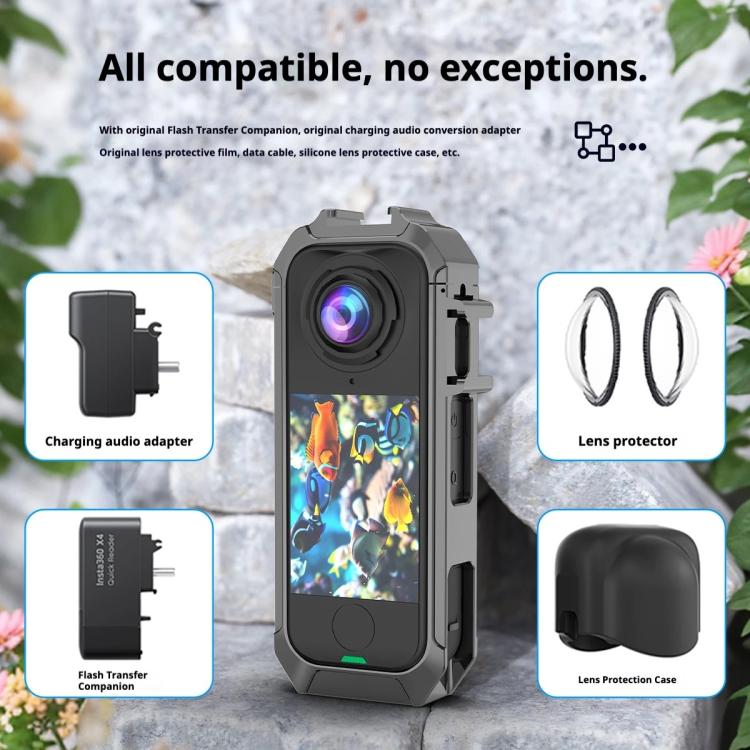 For Insta360 X4 Air  Quick Release Metal Protective Cage Rig with Cold Shoe Bases