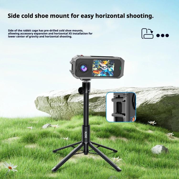 For Insta360 X4 Air  Quick Release Metal Protective Cage Rig with Cold Shoe Bases