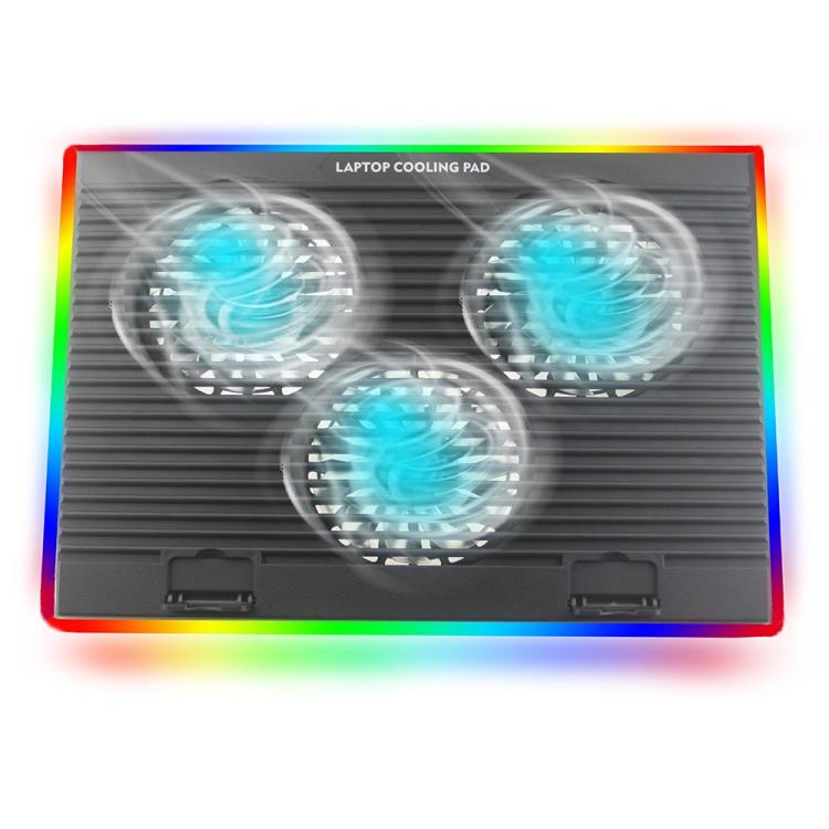 CP253 For Notebook Laptop Cooling Pad 3 Fans RGB Adjustable Height Cooling Stand