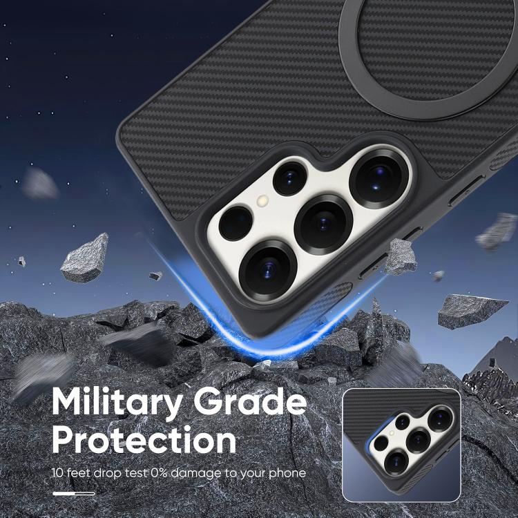 For Samsung Galaxy S25 Ultra 5G Kalebol Carbon Fiber MagSafe Phone Case