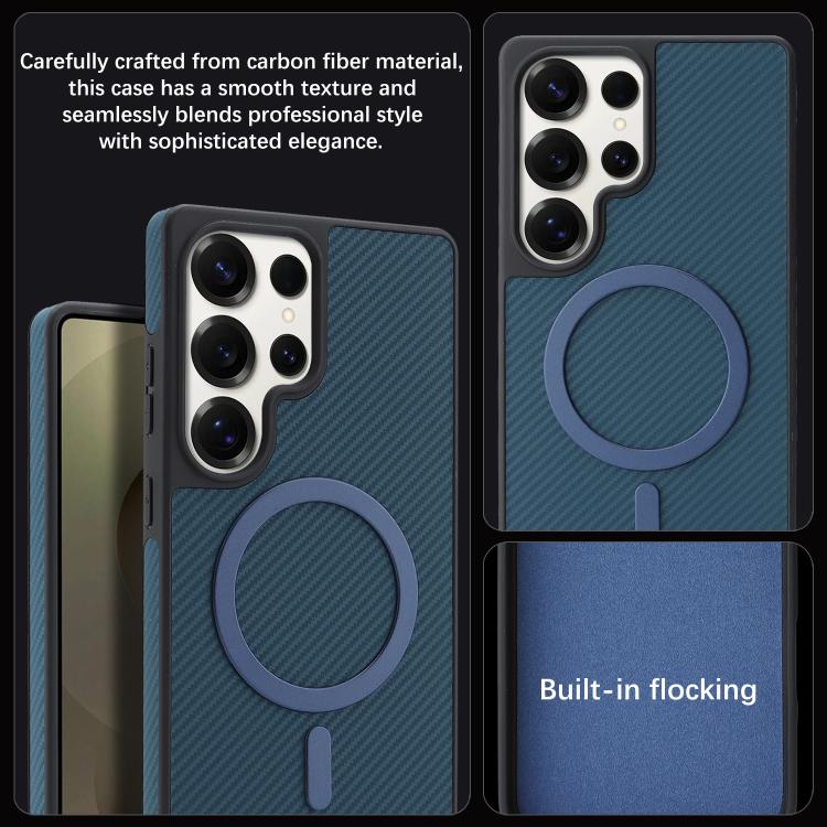 For Samsung Galaxy S25 Ultra 5G Kalebol Carbon Fiber MagSafe Phone Case