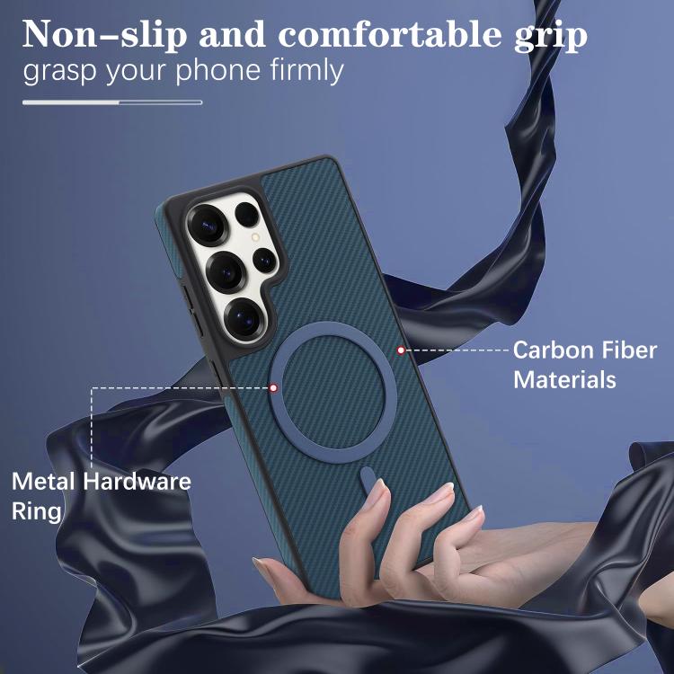 For Samsung Galaxy S25 Ultra 5G Kalebol Carbon Fiber MagSafe Phone Case