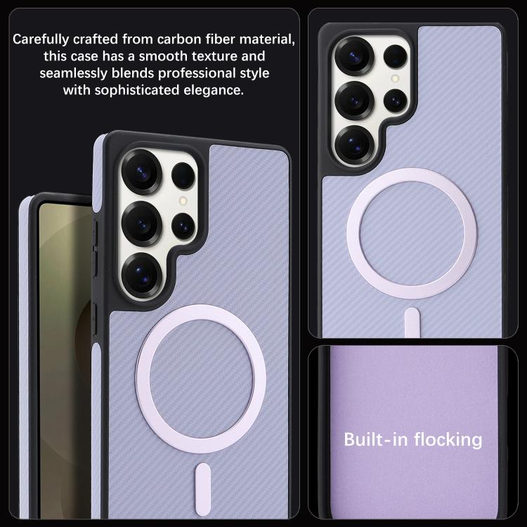 For Samsung Galaxy S25 Ultra 5G Kalebol Carbon Fiber MagSafe Phone Case